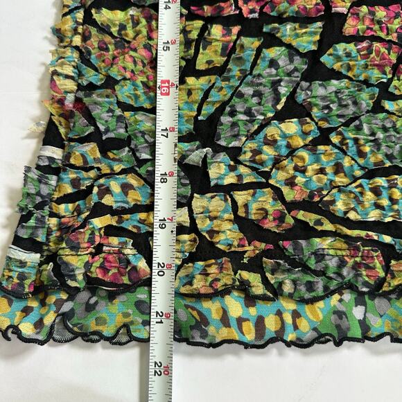 SNO SKINS Top S Multicolored Sheer Long Sleeve USA Made Boho Funky Wearable Art - Picture 7 of 8